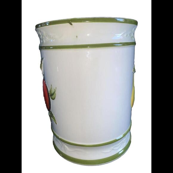 Retro Cookie Jar 6o's 70's Apple Pear Design Art Deco Kitchen Decor Fruit MCM - Picture 14 of 15